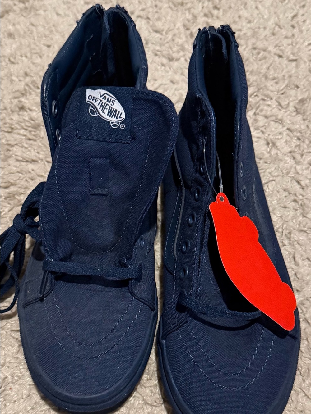Vans High Top Canvas Sneakers - Dark Navy with Red Tag